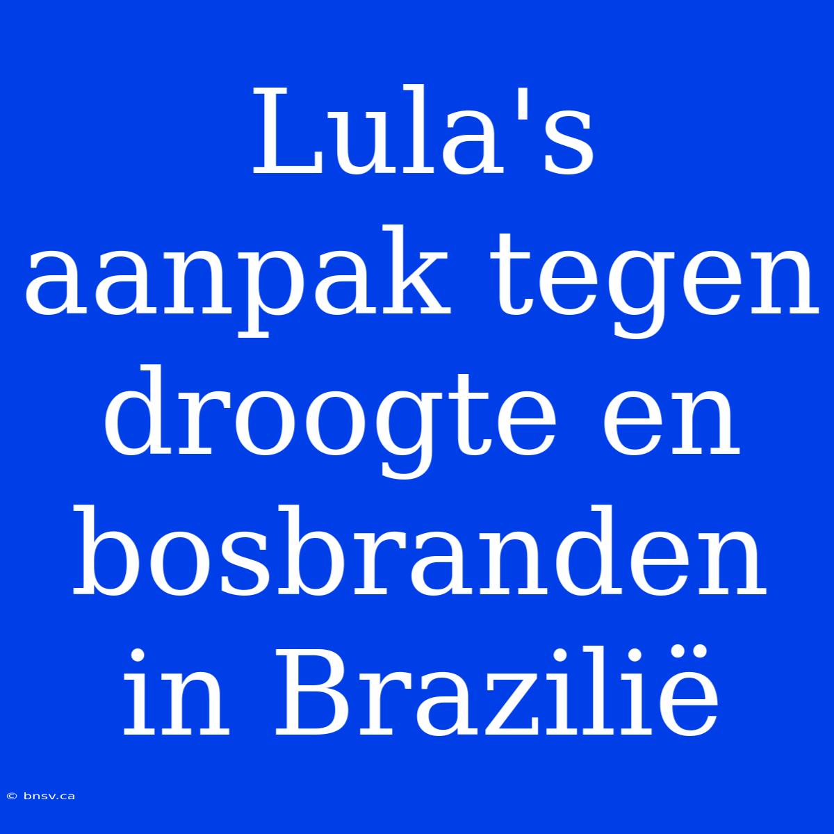 Lula's Aanpak Tegen Droogte En Bosbranden In Brazilië