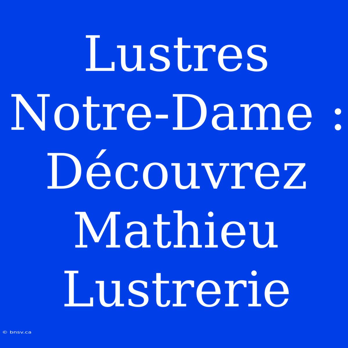 Lustres Notre-Dame : Découvrez Mathieu Lustrerie