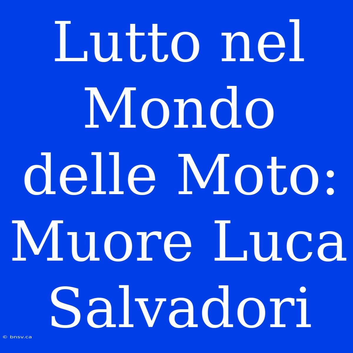 Lutto Nel Mondo Delle Moto: Muore Luca Salvadori