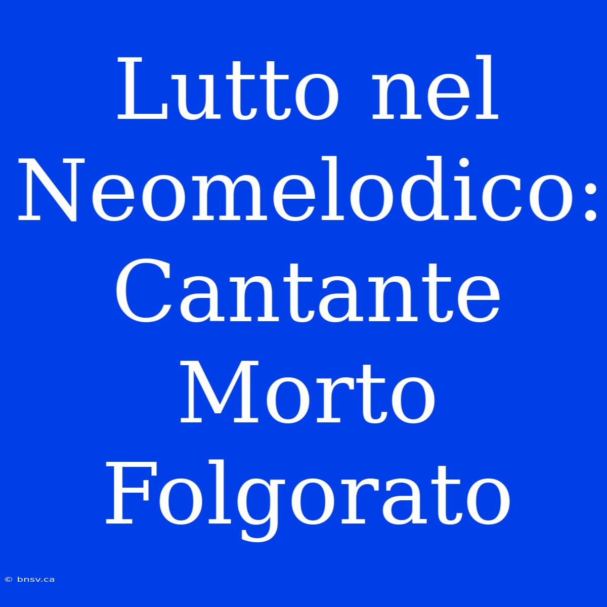 Lutto Nel Neomelodico: Cantante Morto Folgorato