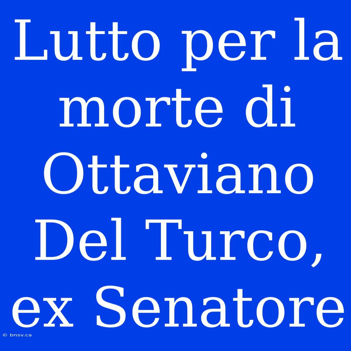 Lutto Per La Morte Di Ottaviano Del Turco, Ex Senatore