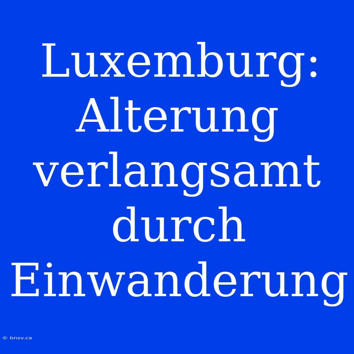 Luxemburg:  Alterung Verlangsamt Durch Einwanderung