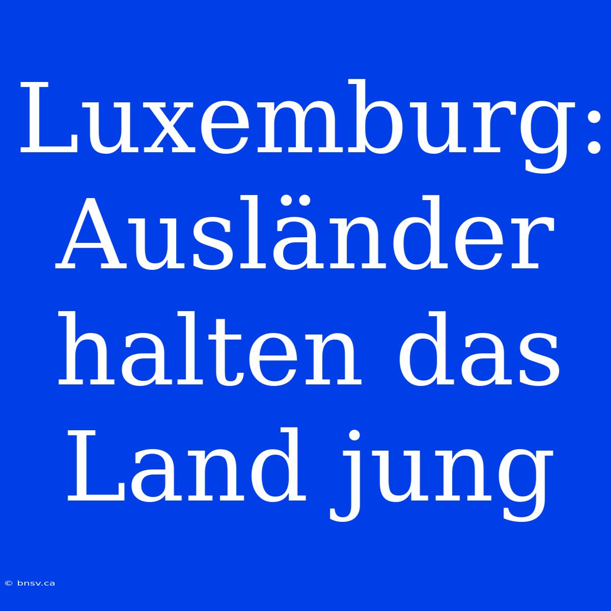 Luxemburg:  Ausländer Halten Das Land Jung