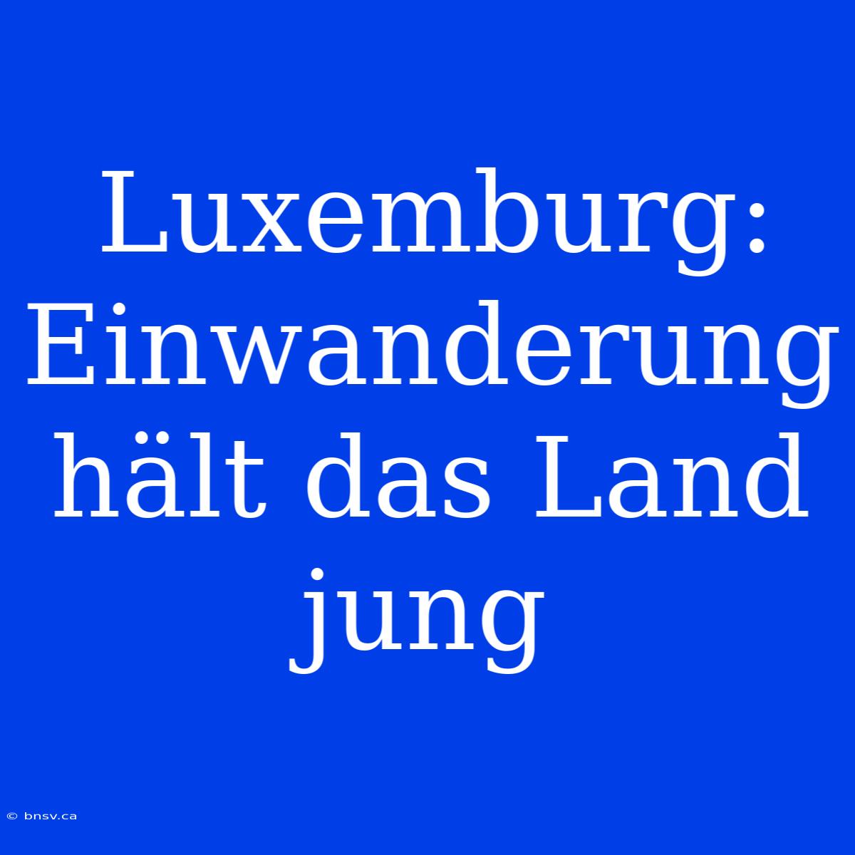 Luxemburg:  Einwanderung Hält Das Land Jung