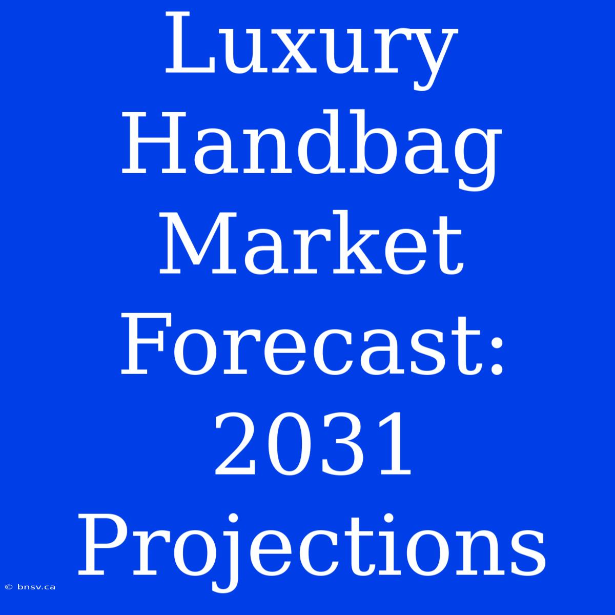 Luxury Handbag Market Forecast: 2031 Projections