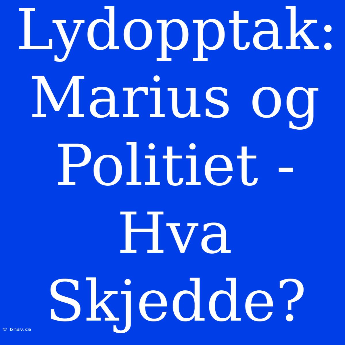 Lydopptak: Marius Og Politiet - Hva Skjedde?