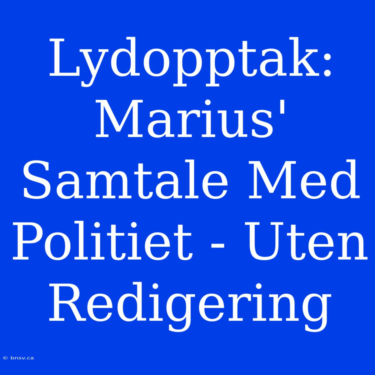 Lydopptak: Marius' Samtale Med Politiet - Uten Redigering