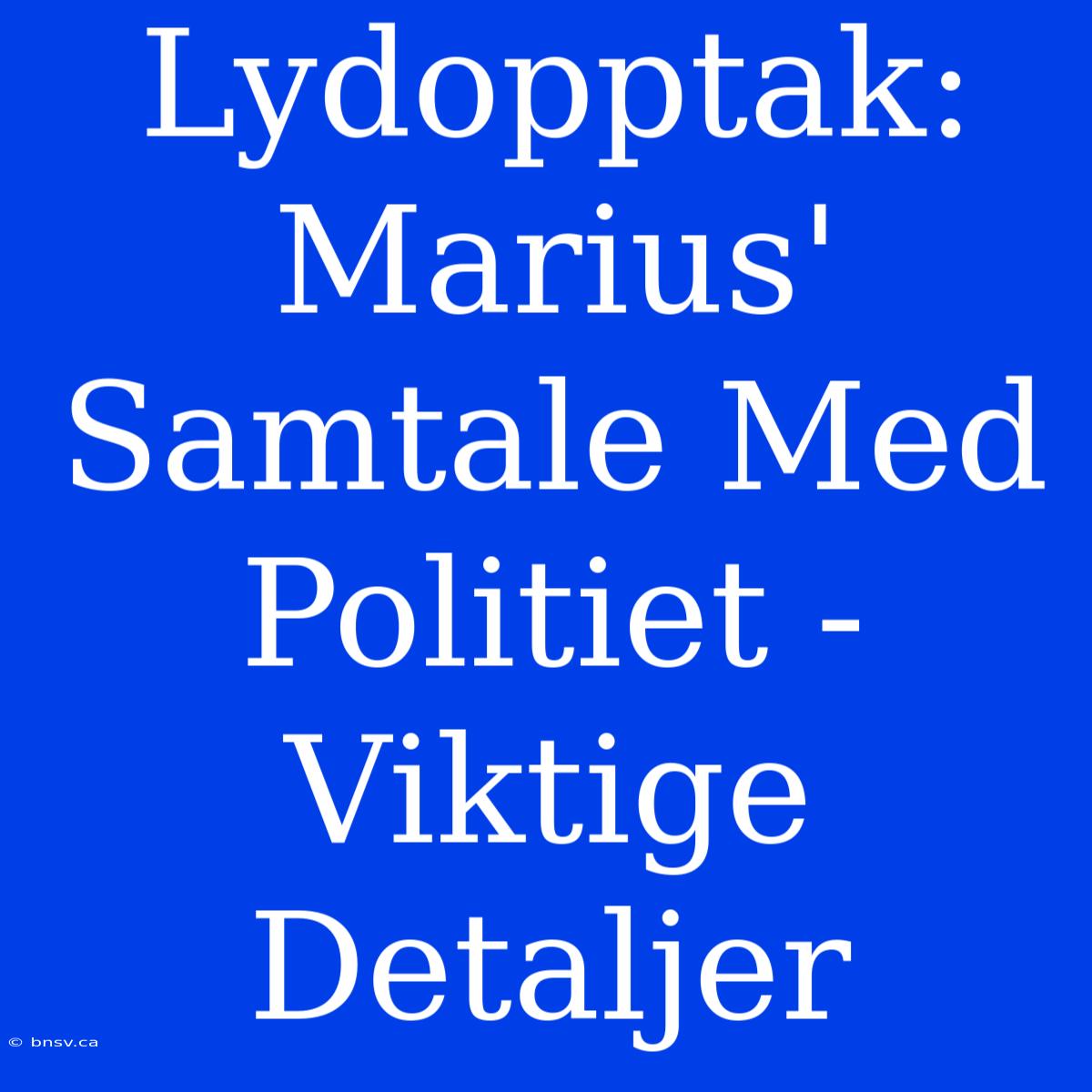 Lydopptak: Marius' Samtale Med Politiet - Viktige Detaljer