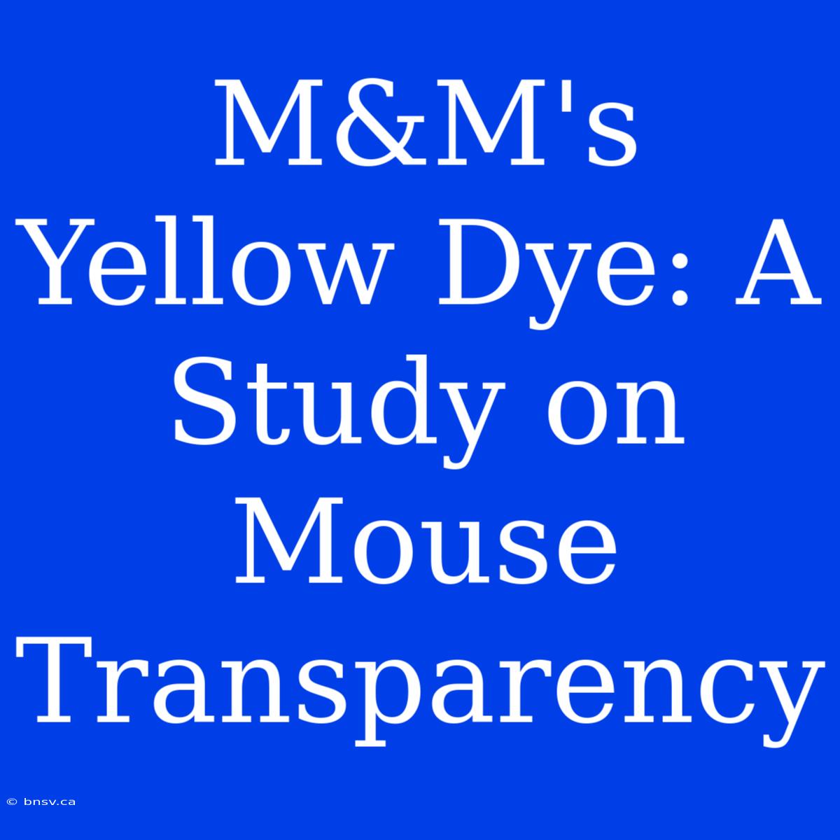 M&M's Yellow Dye: A Study On Mouse Transparency