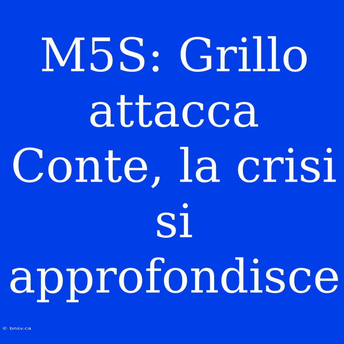 M5S: Grillo Attacca Conte, La Crisi Si Approfondisce