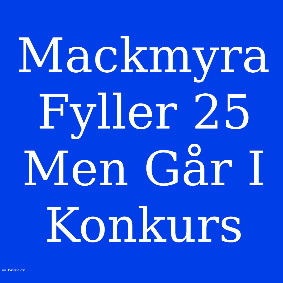 Mackmyra Fyller 25 Men Går I Konkurs