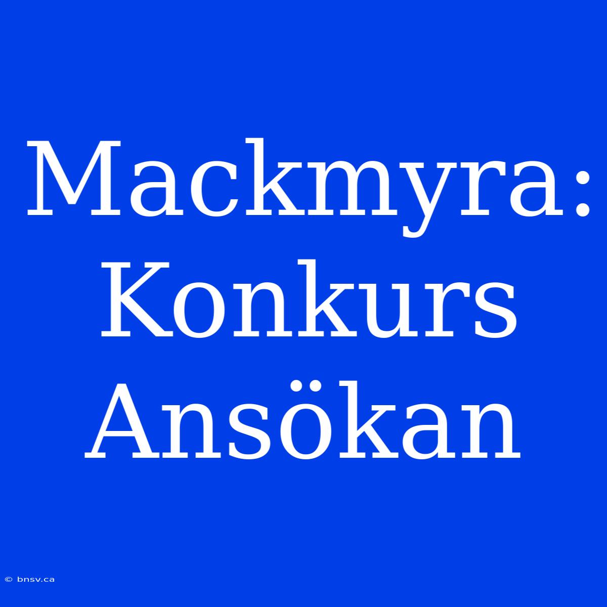 Mackmyra: Konkurs Ansökan