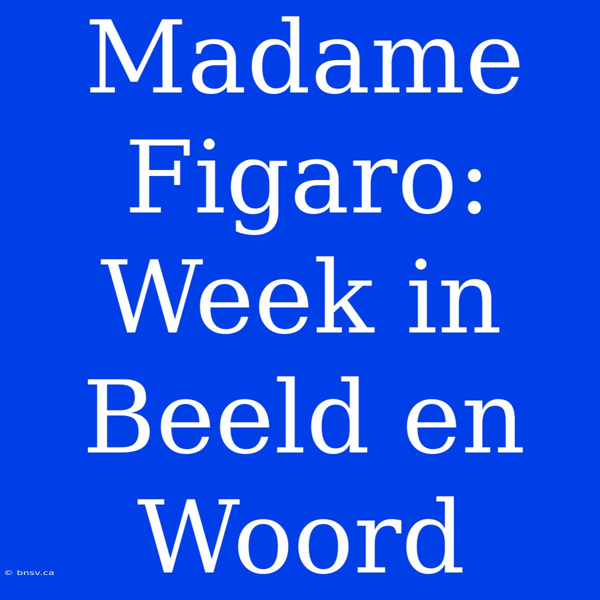 Madame Figaro: Week In Beeld En Woord