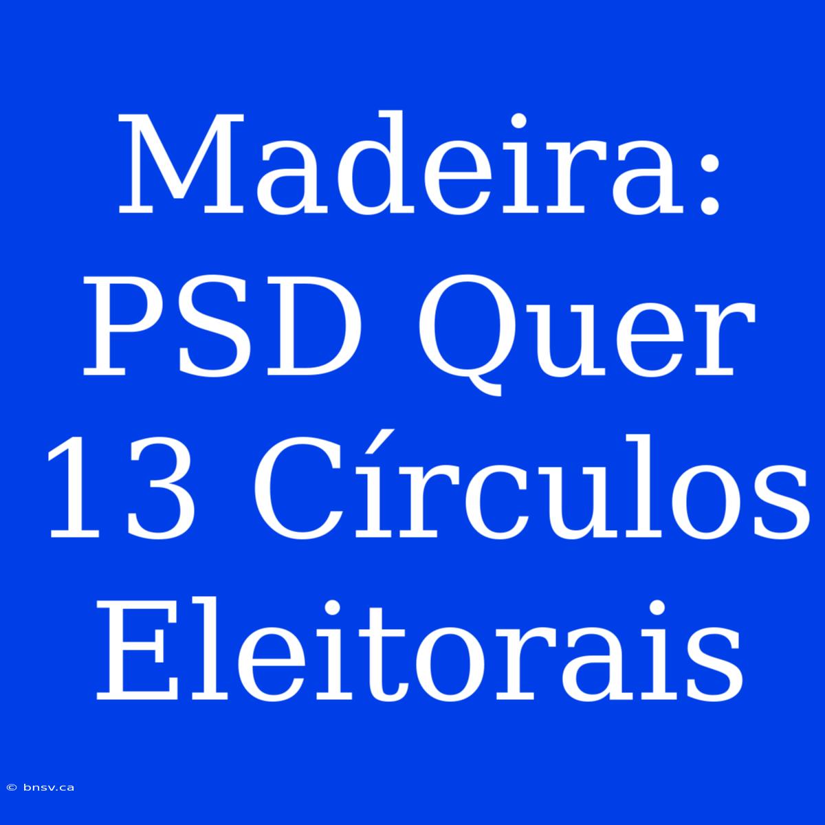 Madeira: PSD Quer 13 Círculos Eleitorais