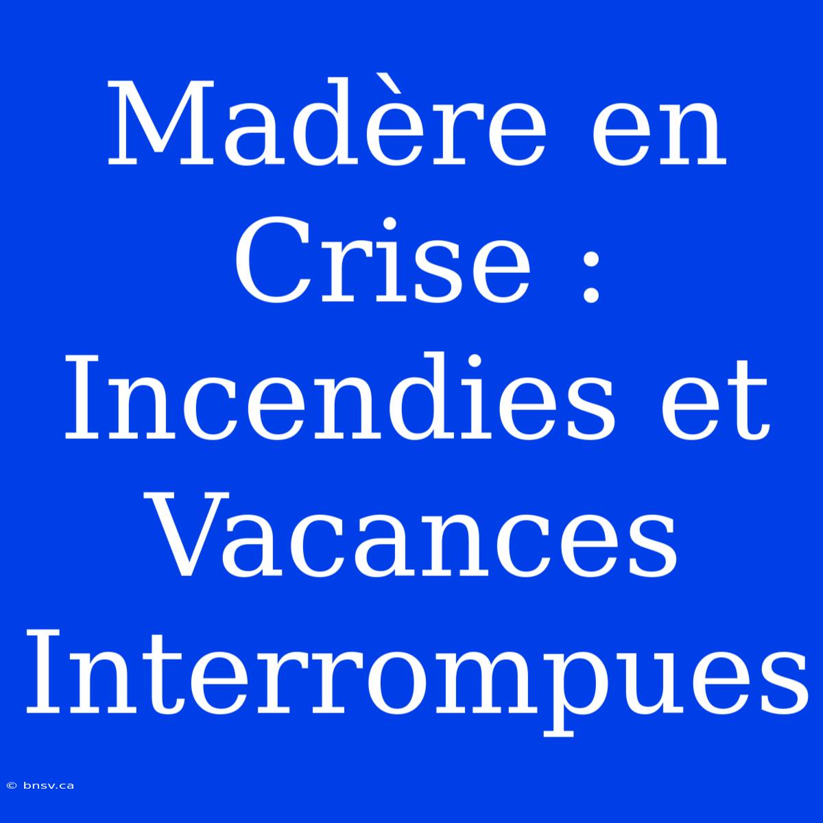 Madère En Crise : Incendies Et Vacances Interrompues