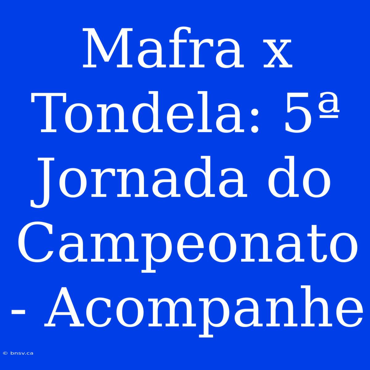 Mafra X Tondela: 5ª Jornada Do Campeonato - Acompanhe