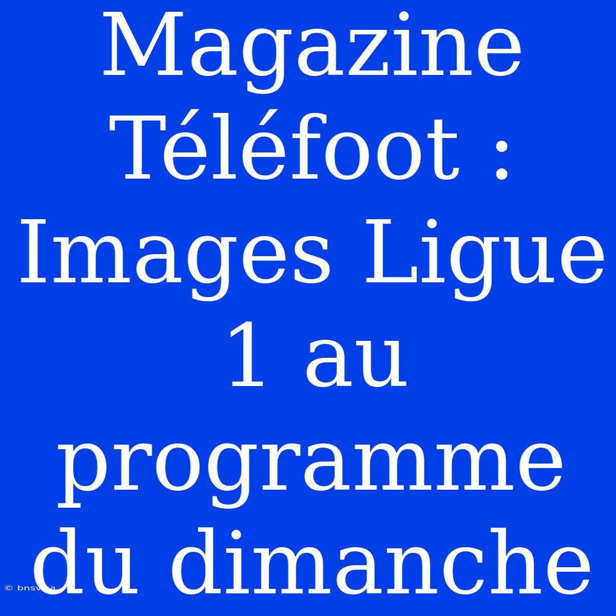 Magazine Téléfoot : Images Ligue 1 Au Programme Du Dimanche