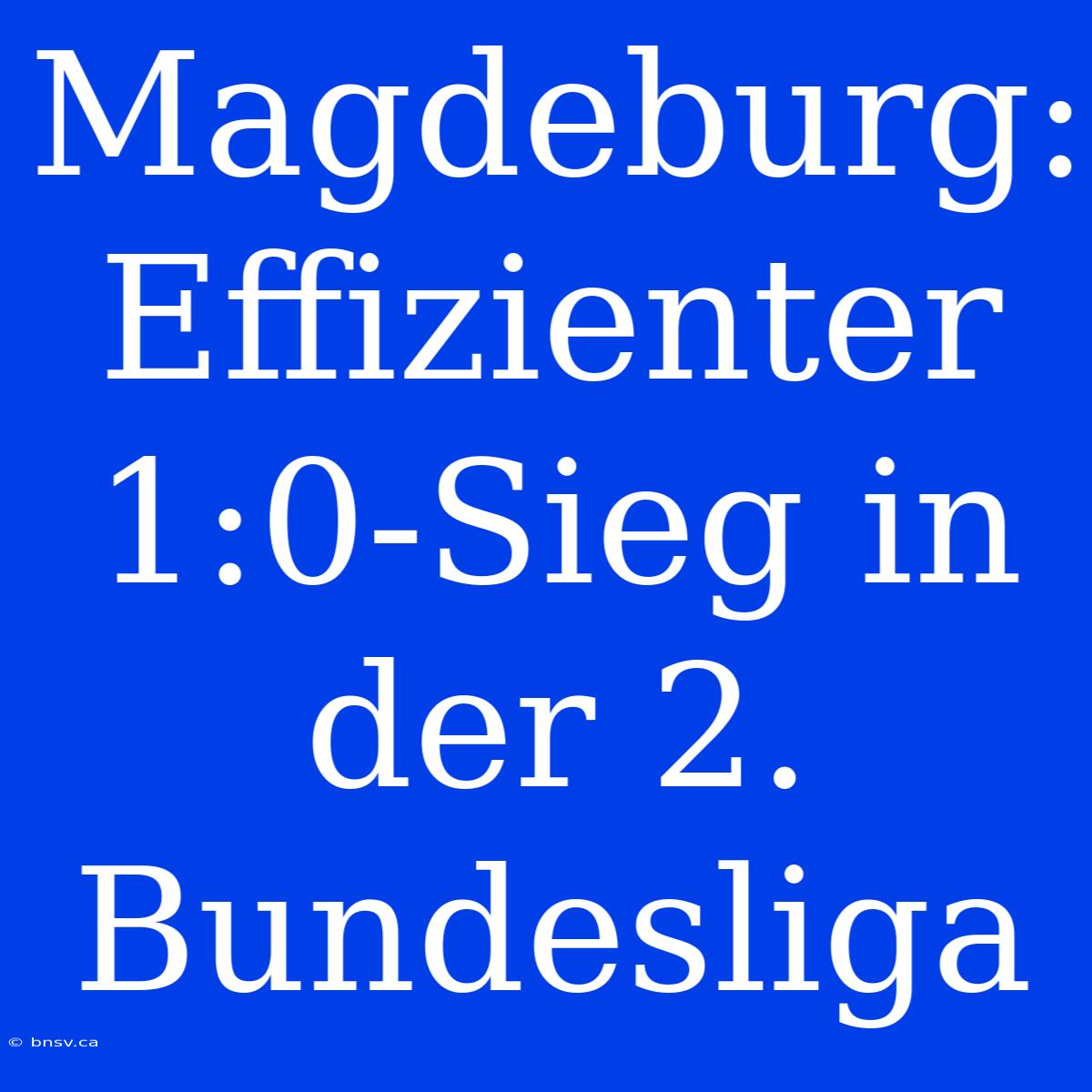 Magdeburg: Effizienter 1:0-Sieg In Der 2. Bundesliga