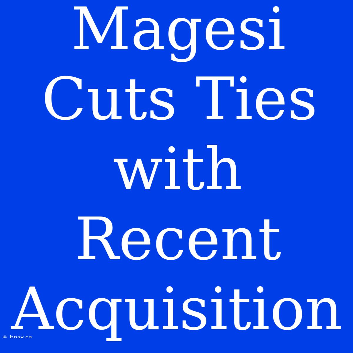 Magesi Cuts Ties With Recent Acquisition