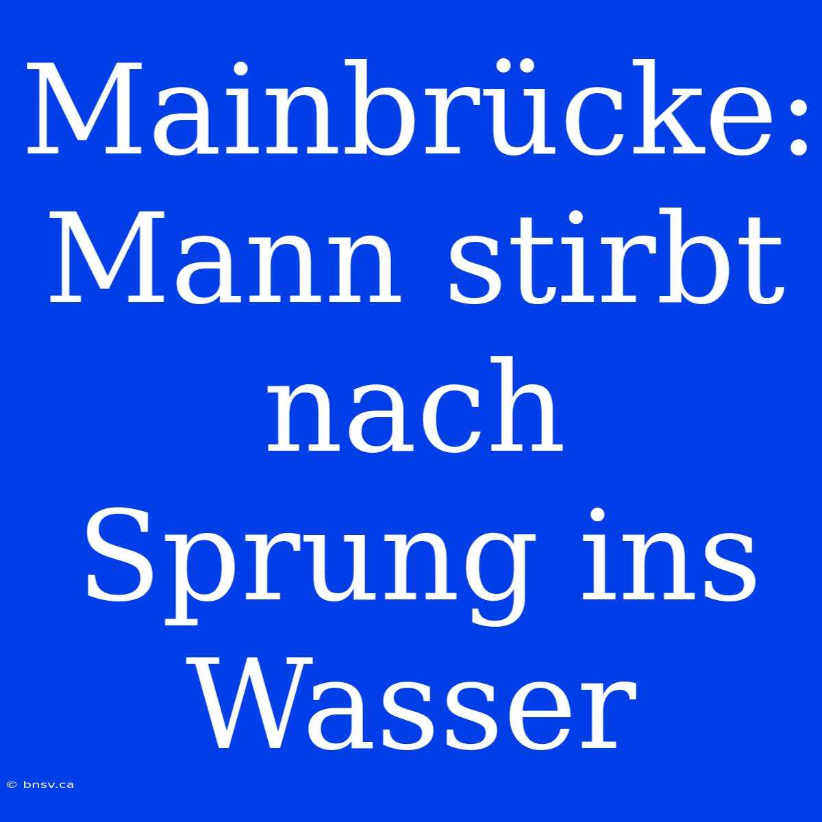 Mainbrücke: Mann Stirbt Nach Sprung Ins Wasser