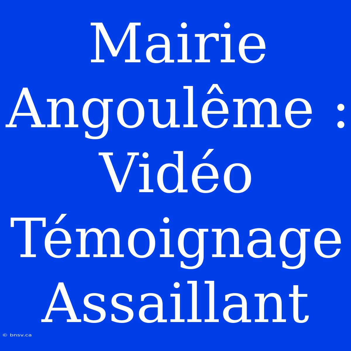 Mairie Angoulême : Vidéo Témoignage Assaillant