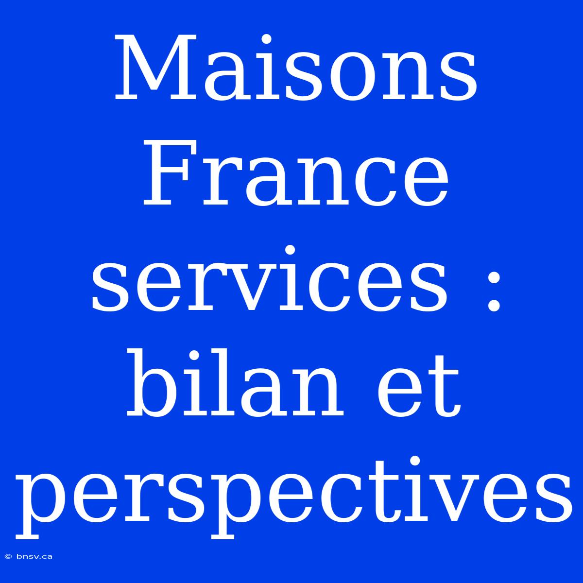 Maisons France Services : Bilan Et Perspectives