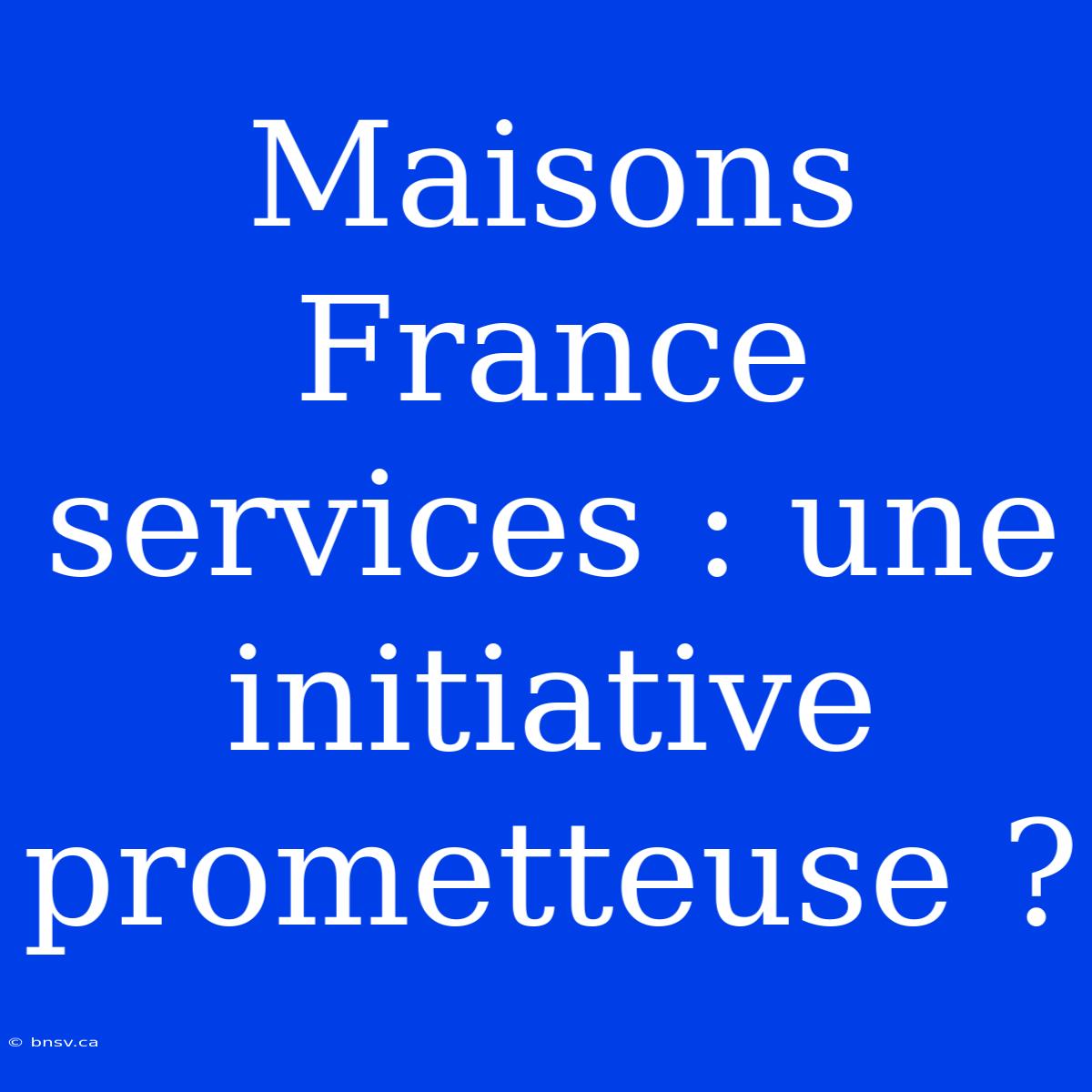 Maisons France Services : Une Initiative Prometteuse ?