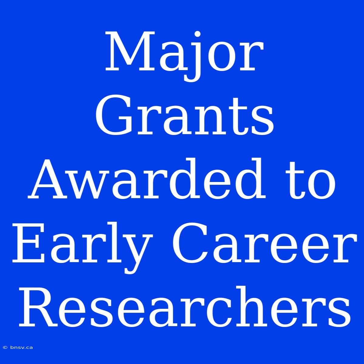 Major Grants Awarded To Early Career Researchers