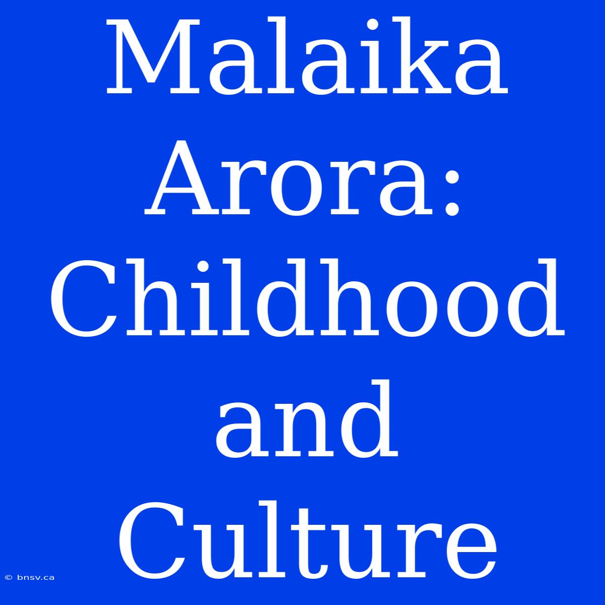 Malaika Arora: Childhood And Culture