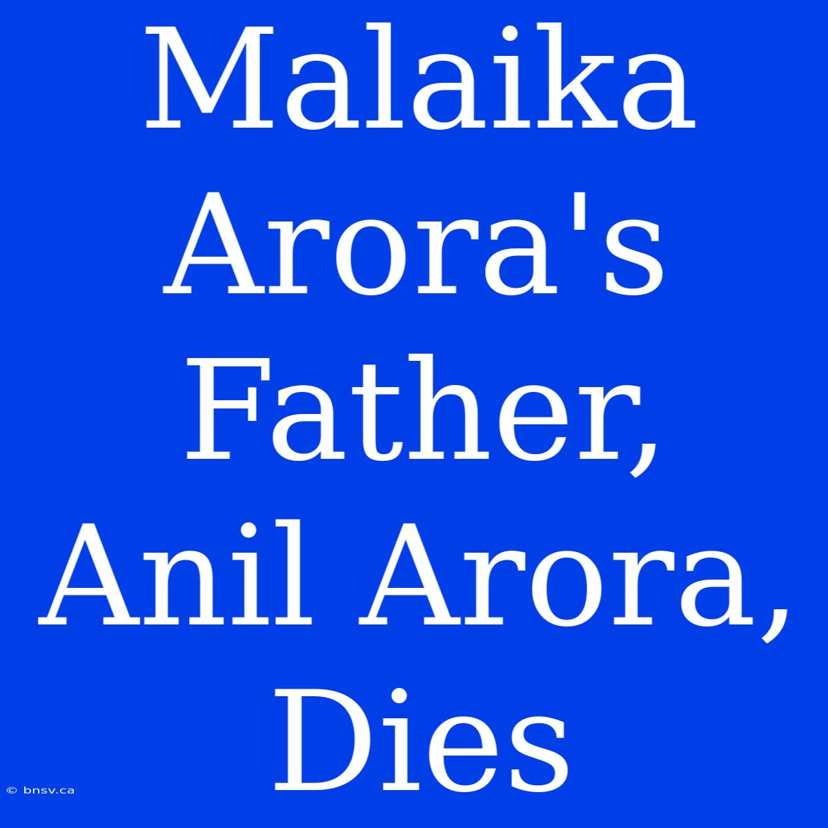 Malaika Arora's Father, Anil Arora, Dies