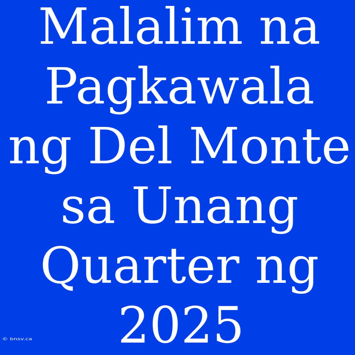 Malalim Na Pagkawala Ng Del Monte Sa Unang Quarter Ng 2025