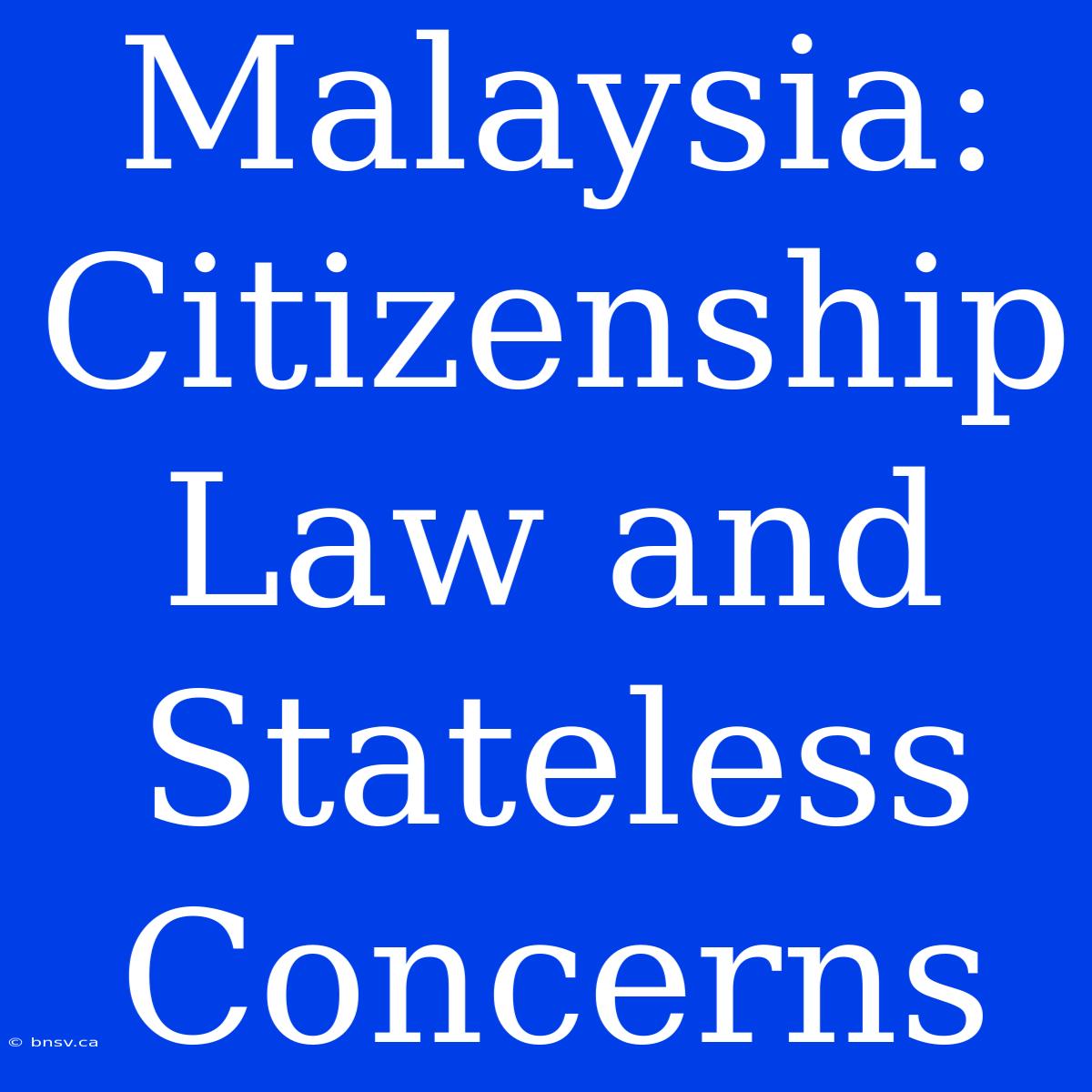 Malaysia: Citizenship Law And Stateless Concerns