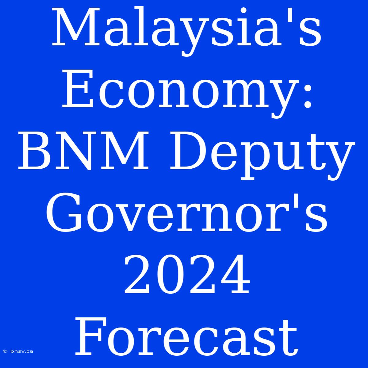 Malaysia's Economy: BNM Deputy Governor's 2024 Forecast