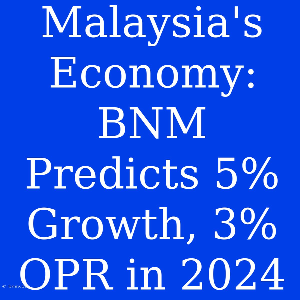 Malaysia's Economy: BNM Predicts 5% Growth, 3% OPR In 2024