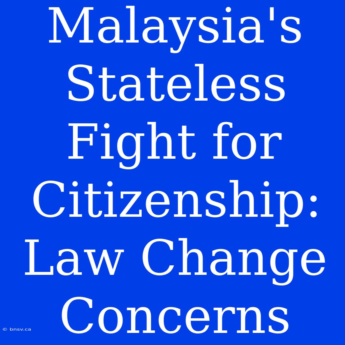 Malaysia's Stateless Fight For Citizenship: Law Change Concerns