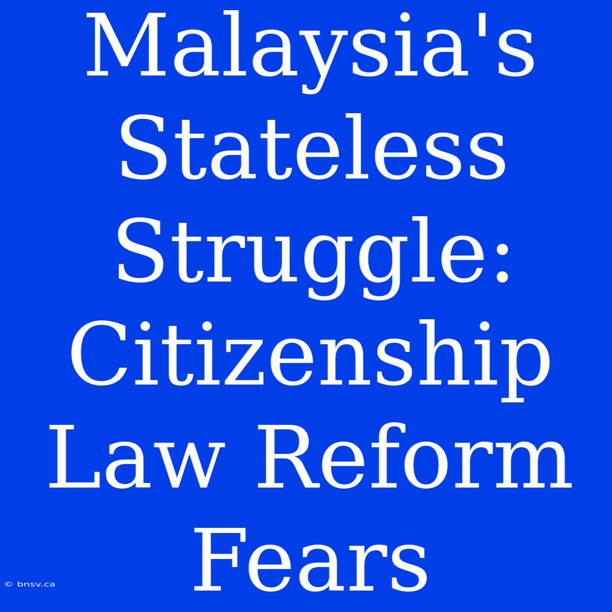 Malaysia's Stateless Struggle: Citizenship Law Reform Fears