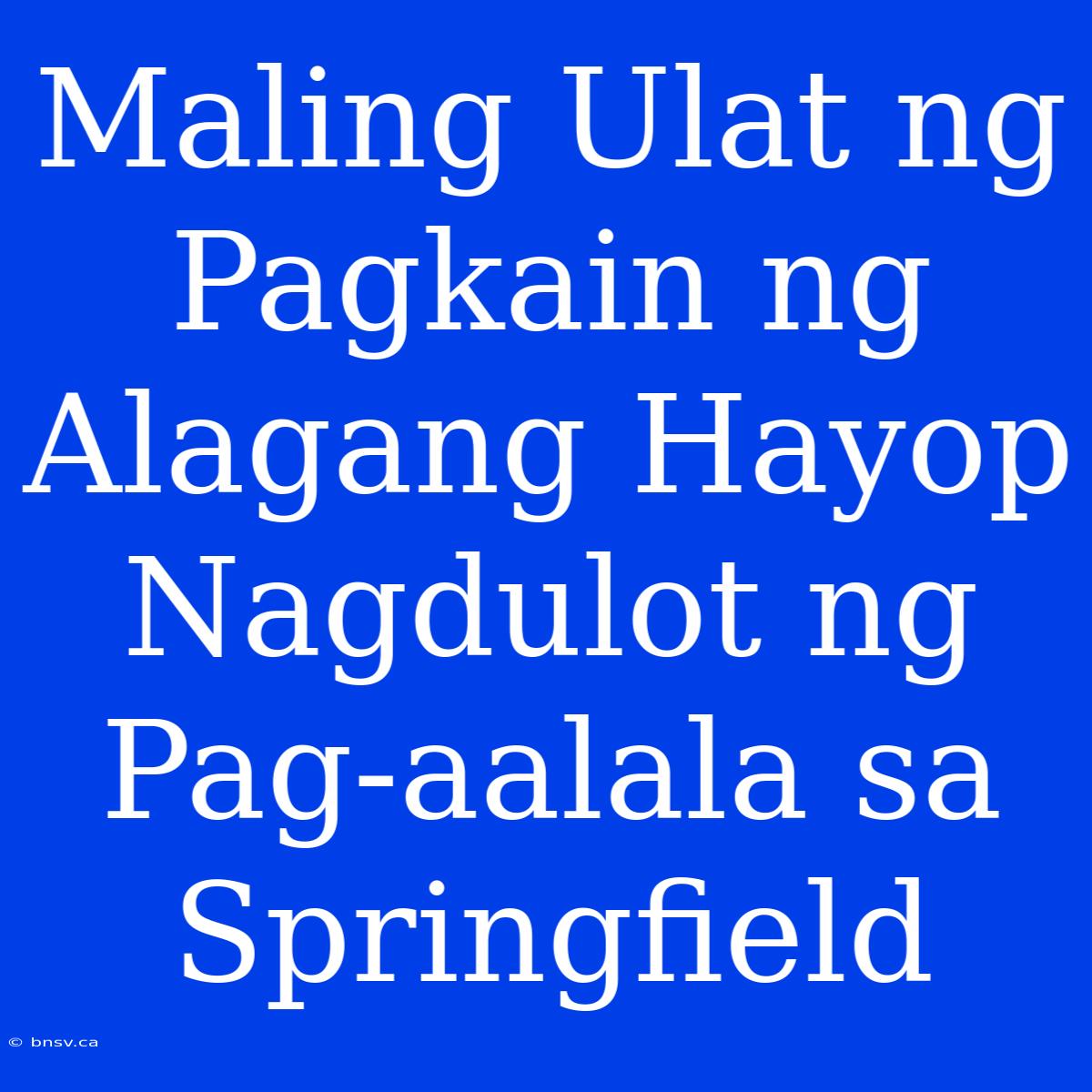 Maling Ulat Ng Pagkain Ng Alagang Hayop Nagdulot Ng Pag-aalala Sa Springfield