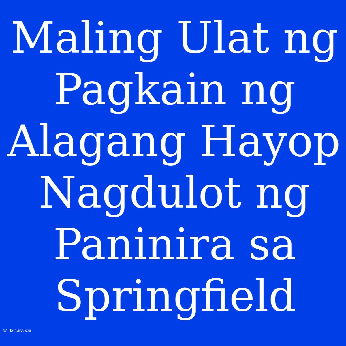 Maling Ulat Ng Pagkain Ng Alagang Hayop Nagdulot Ng Paninira Sa Springfield