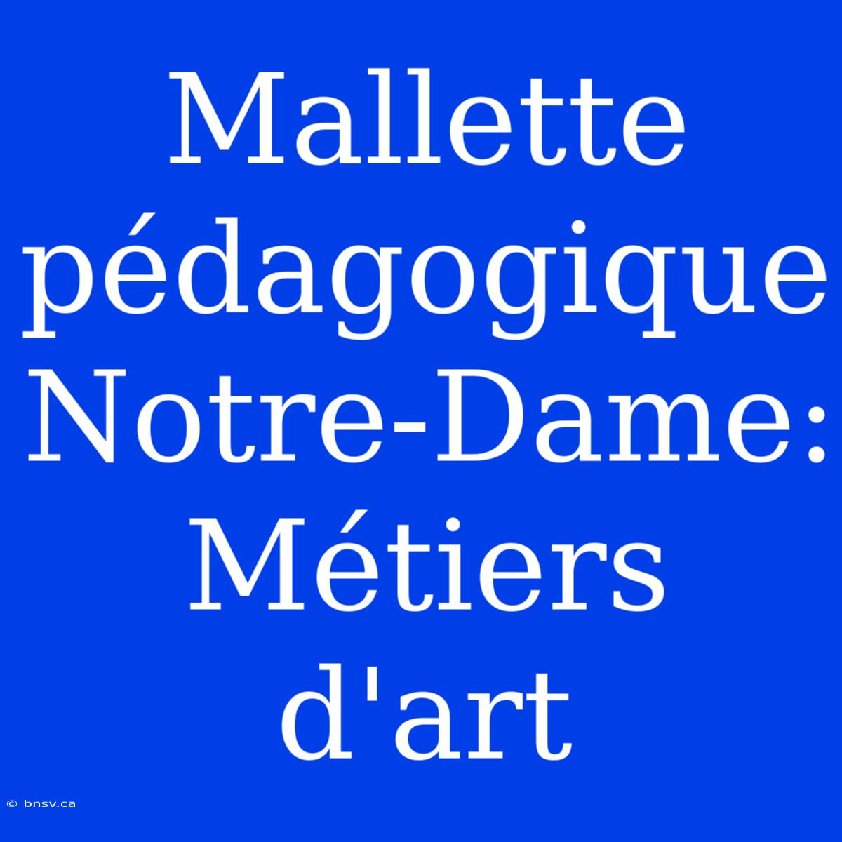 Mallette Pédagogique Notre-Dame: Métiers D'art