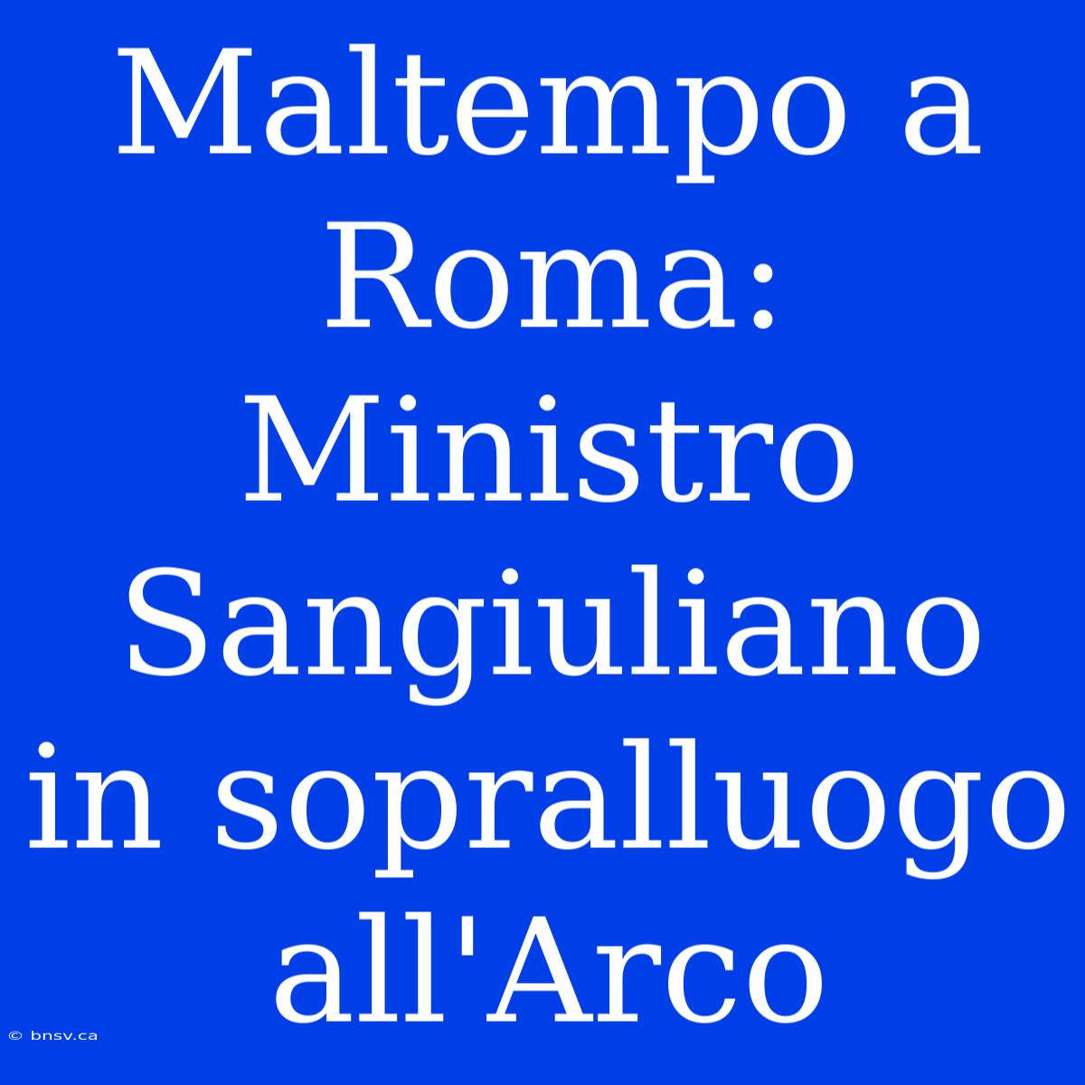 Maltempo A Roma: Ministro Sangiuliano In Sopralluogo All'Arco