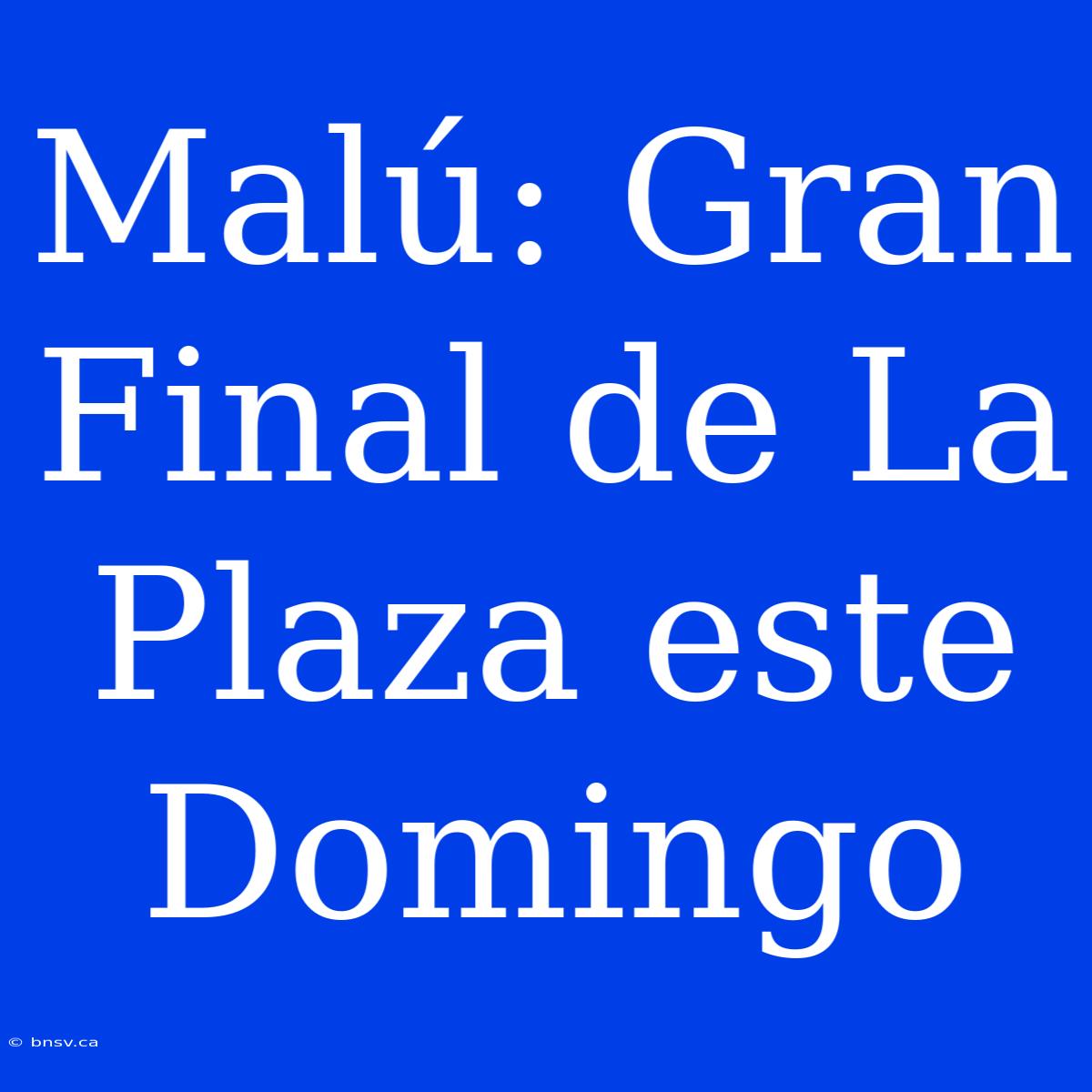 Malú: Gran Final De La Plaza Este Domingo