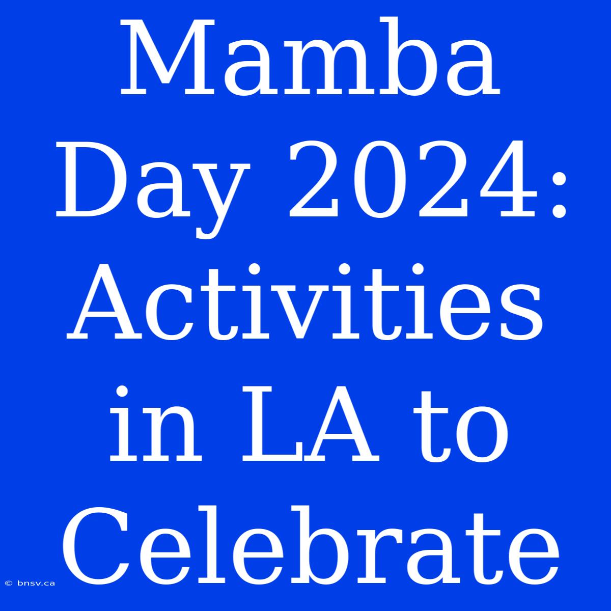 Mamba Day 2024: Activities In LA To Celebrate