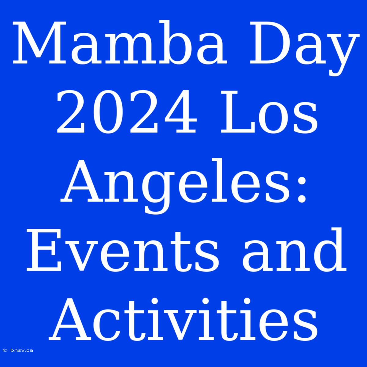 Mamba Day 2024 Los Angeles: Events And Activities