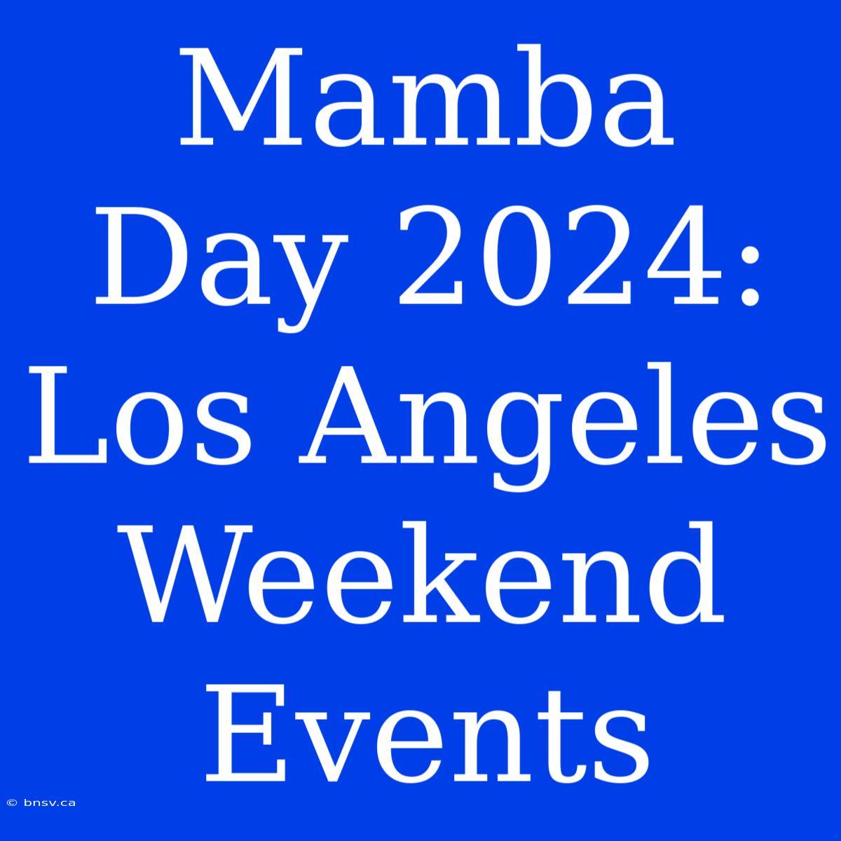 Mamba Day 2024: Los Angeles Weekend Events