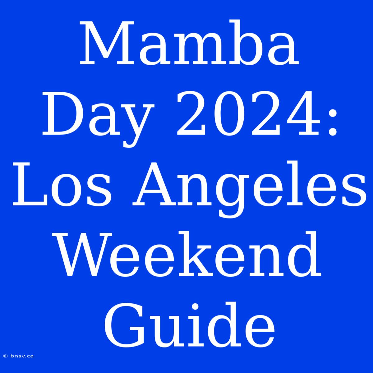 Mamba Day 2024: Los Angeles Weekend Guide