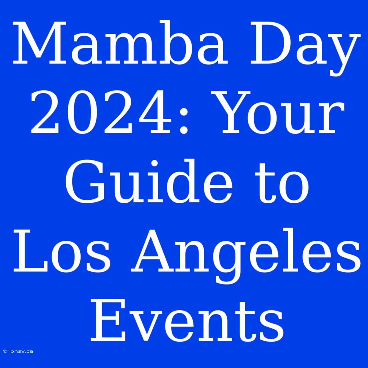 Mamba Day 2024: Your Guide To Los Angeles Events