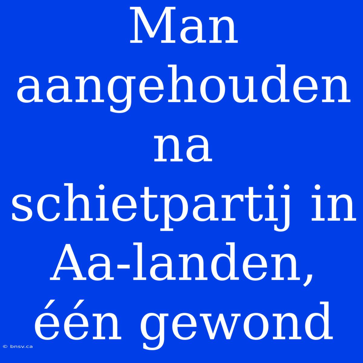 Man Aangehouden Na Schietpartij In Aa-landen, Één Gewond