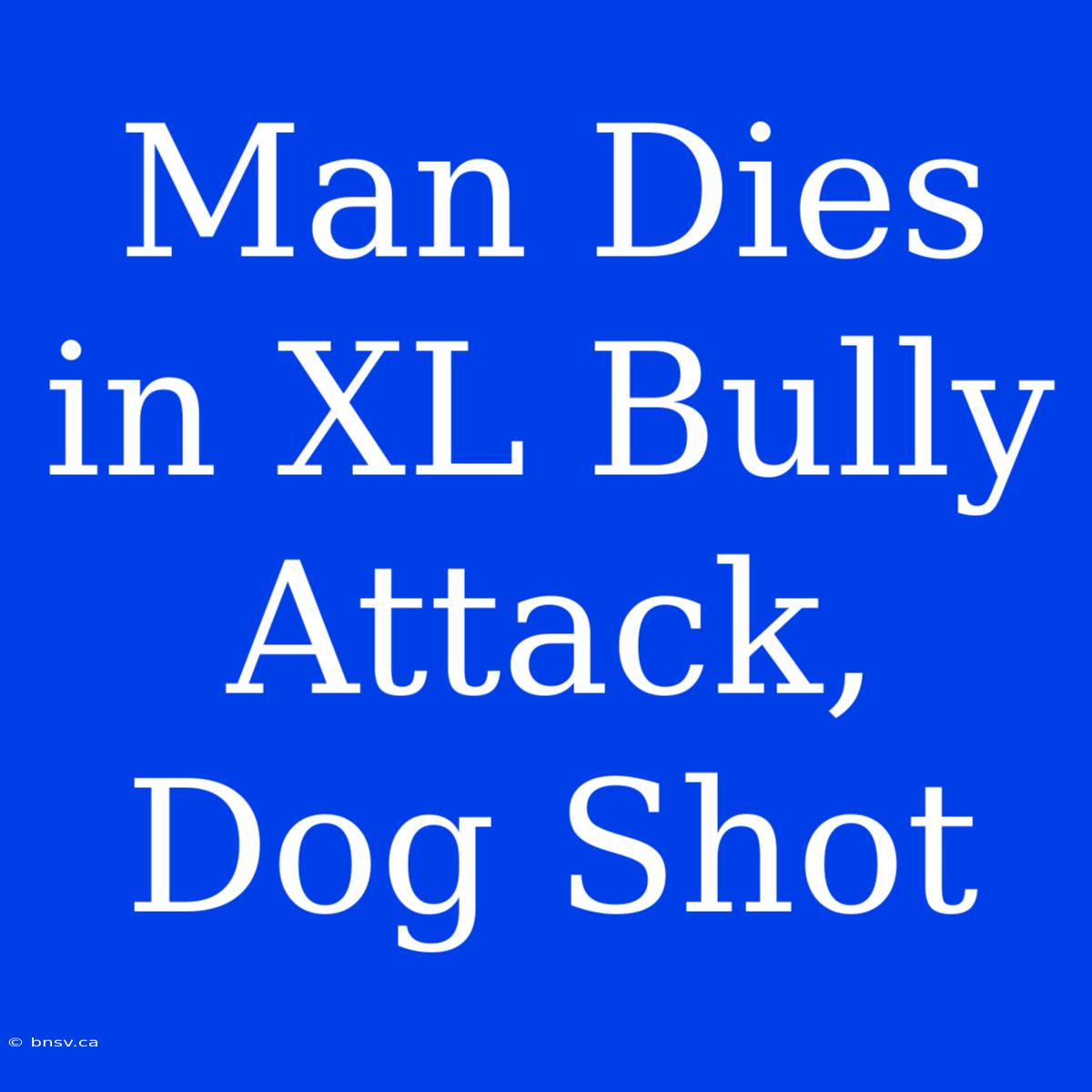 Man Dies In XL Bully Attack, Dog Shot