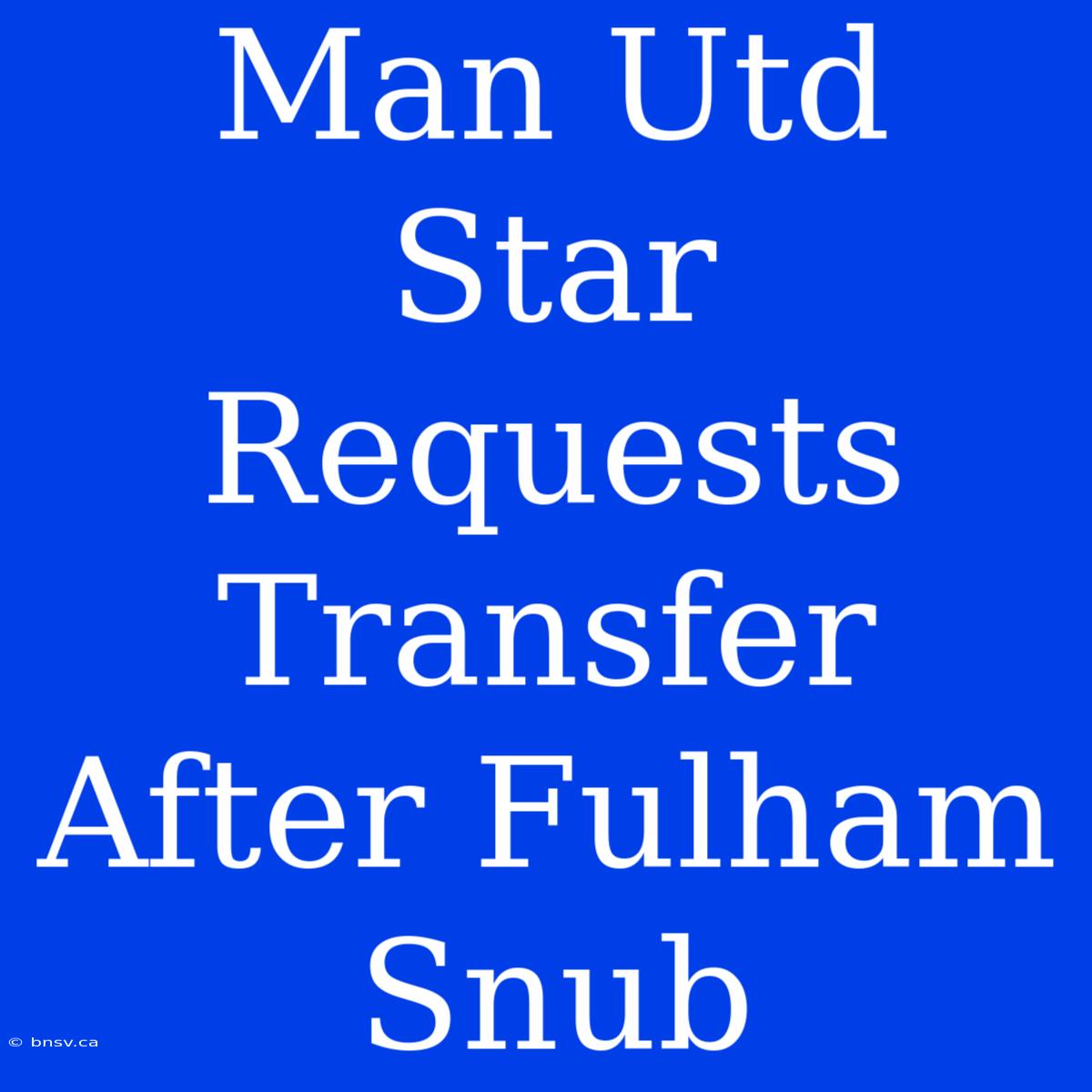 Man Utd Star Requests Transfer After Fulham Snub