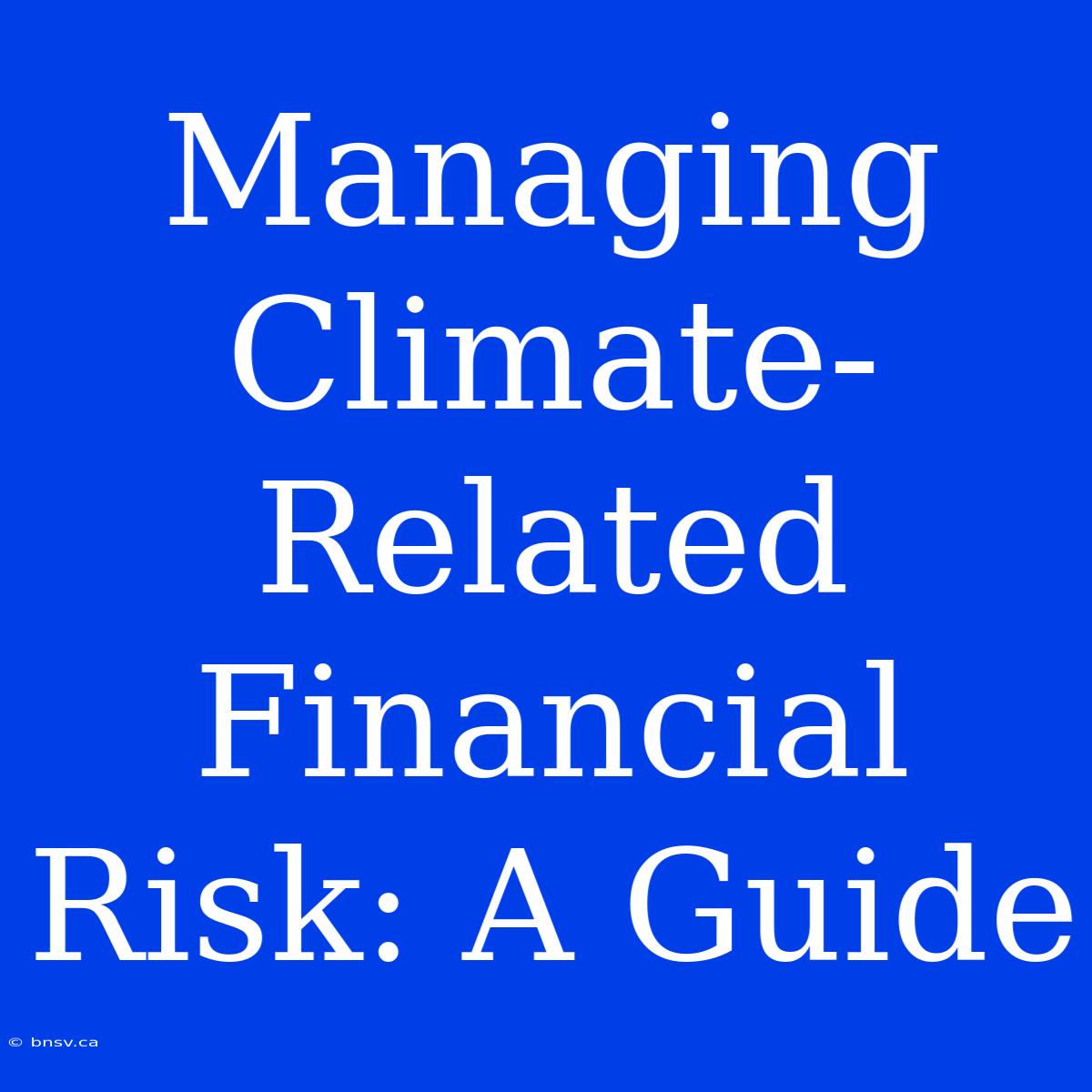 Managing Climate-Related Financial Risk: A Guide